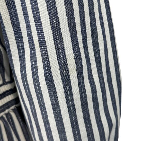 Madewell SZ 2 Midi Dress Striped 3/4 Sleeve Pockets Cutout Tie Button Front New - Picture 8 of 13